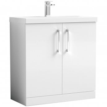 Nuie Arno Floor Standing 2-Door Vanity Unit with Basin-1 800mm Wide - Gloss White