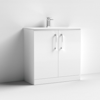 Nuie Arno Floor Standing 2-Door Vanity Unit with Basin-4 800mm Wide - Gloss White