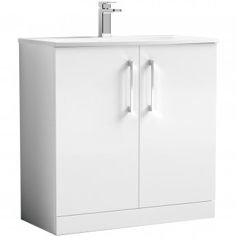 Nuie Arno Floor Standing 2-Door Vanity Unit with Basin-4 800mm Wide - Gloss White