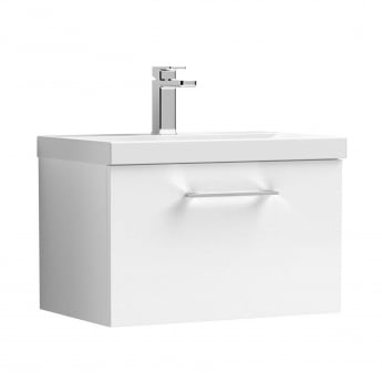 Nuie Arno Wall Hung 1-Drawer Vanity Unit with Basin-1 600mm Wide - Gloss White