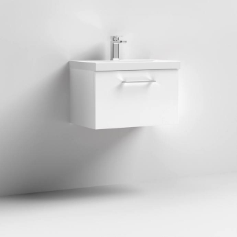 Nuie Arno Wall Hung 1-Drawer Vanity Unit with Basin-1 600mm Wide - Gloss White