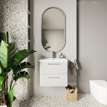 Nuie Arno Wall Hung 2-Drawer Vanity Unit with Basin-3 600mm Wide - Gloss White