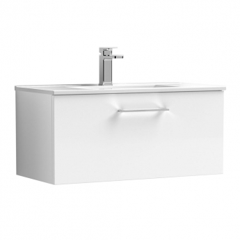 Nuie Arno Wall Hung 1-Drawer Vanity Unit with Basin-2 800mm Wide - Gloss White