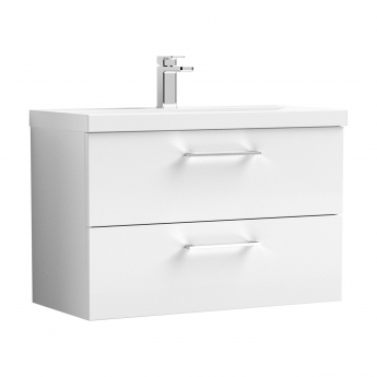 Nuie Arno Wall Hung 2-Drawer Vanity Unit with Basin-1 800mm Wide - Gloss White