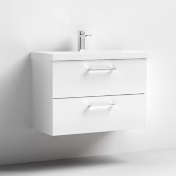 Nuie Arno Wall Hung 2-Drawer Vanity Unit with Basin-1 800mm Wide - Gloss White