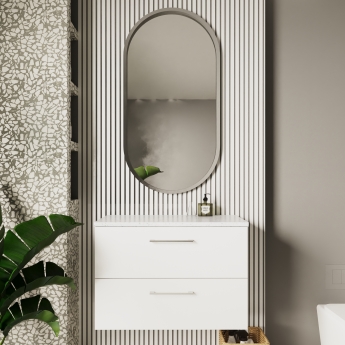 Nuie Arno Wall Hung 2-Drawer Vanity Unit with Sparkling White Worktop 800mm Wide - Gloss White