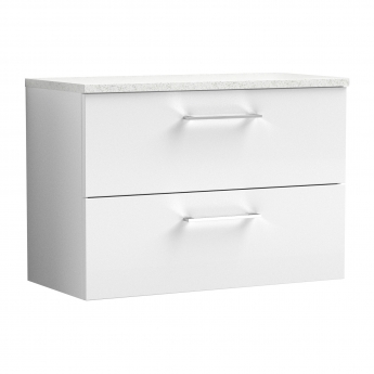 Nuie Arno Wall Hung 2-Drawer Vanity Unit with Sparkling White Worktop 800mm Wide - Gloss White