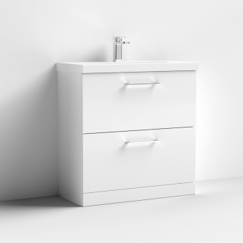 Nuie Arno Floor Standing 2-Drawer Vanity Unit with Basin-1 800mm Wide - Gloss White