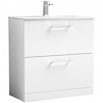 Nuie Arno Floor Standing 2-Drawer Vanity Unit with Basin-4 800mm Wide - Gloss White