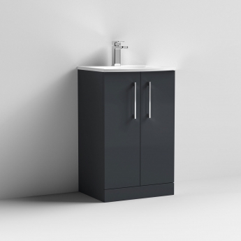 Nuie Arno Floor Standing 2-Door Vanity Unit with Basin-4 500mm Wide - Satin Anthracite