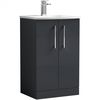 Nuie Arno Floor Standing 2-Door Vanity Unit with Basin-4 500mm Wide - Satin Anthracite