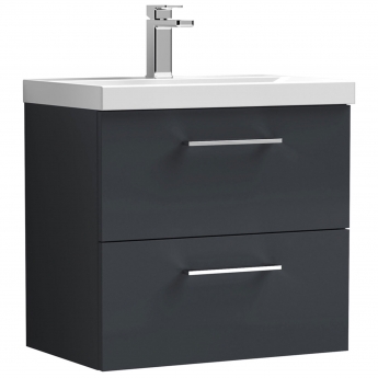 Nuie Arno Wall Hung 2-Drawer Vanity Unit with Basin-1 600mm Wide - Satin Anthracite