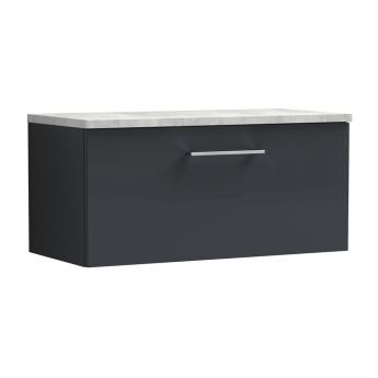 Nuie Arno Wall Hung 1-Drawer Vanity Unit with Bellato Grey Worktop 800mm Wide - Satin Anthracite