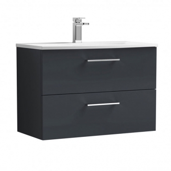 Nuie Arno Wall Hung 2-Drawer Vanity Unit with Basin-4 800mm Wide - Satin Anthracite