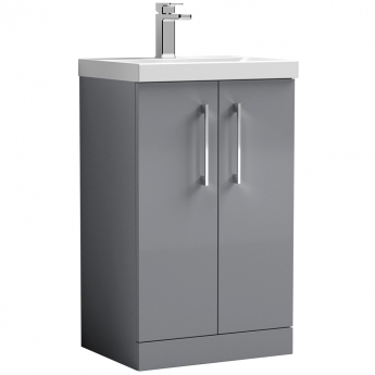 Nuie Arno Floor Standing 2-Door Vanity Unit with Basin-3 500mm Wide - Satin Grey