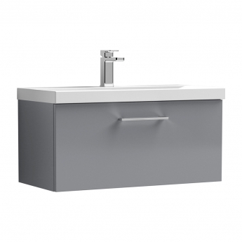 Nuie Arno Wall Hung 1-Drawer Vanity Unit with Basin-1 800mm Wide - Satin Grey