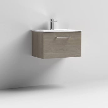 Arno Woodgrain 600mm 1-Drawer Wall Hung Vanity Unit