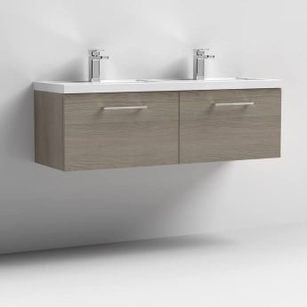 Arno Twin Woodgrain 1200mm 2-Drawer Wall Hung Vanity Unit