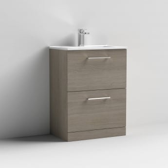 Arno Woodgrain 600mm 2-Drawer Floor Standing Vanity Unit