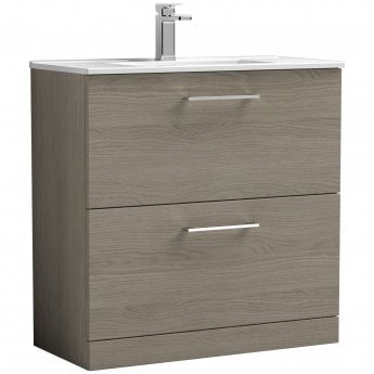 Arno Woodgrain 800mm 2-Drawer Floor Standing Vanity Unit