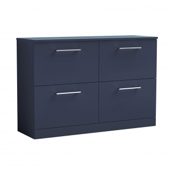 Nuie Arno Floor Standing 4-Drawer Vanity Unit with Worktop 1200mm Wide - Midnight Blue