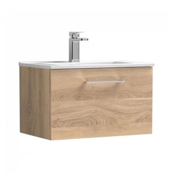 Arno Woodgrain 600mm 1-Drawer Wall Hung Vanity Unit