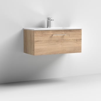 Arno Woodgrain 800mm 1-Drawer Wall Hung Vanity Unit