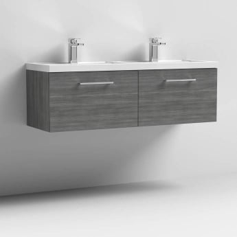 Arno Twin Woodgrain 1200mm 2-Drawer Wall Hung Vanity Unit