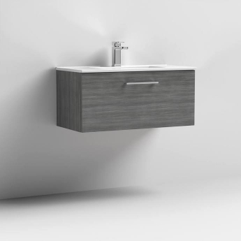 Arno Woodgrain 800mm 1-Drawer Wall Hung Vanity Unit