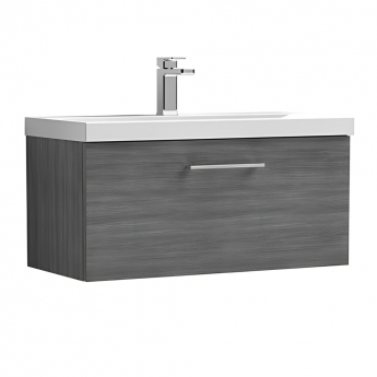 Nuie Arno Wall Hung 1-Drawer Vanity Unit with Basin-3 800mm Wide - Anthracite Woodgrain