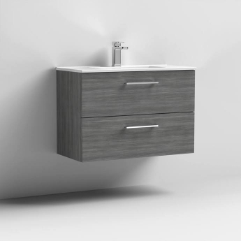 Arno Woodgrain 800mm 2-Drawer Wall Hung Vanity Unit