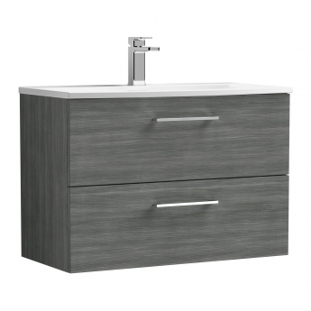 Nuie Arno Wall Hung 2-Drawer Vanity Unit with Basin-4 800mm Wide - Anthracite Woodgrain