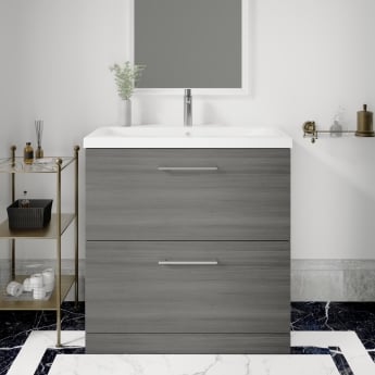 Arno Woodgrain 800mm 2-Drawer Floor Standing Vanity Unit