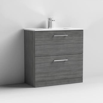 Arno Woodgrain 800mm 2-Drawer Floor Standing Vanity Unit