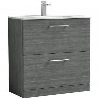 Arno Woodgrain 800mm 2-Drawer Floor Standing Vanity Unit