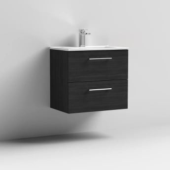 Arno Woodgrain 600mm 2-Drawer Wall Hung Vanity Unit