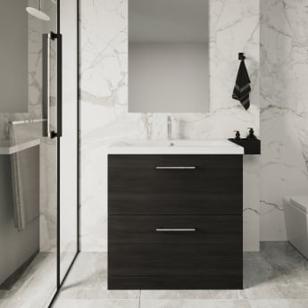 Arno Woodgrain 800mm 2-Drawer Floor Standing Vanity Unit