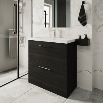 Arno Woodgrain 800mm 2-Drawer Floor Standing Vanity Unit