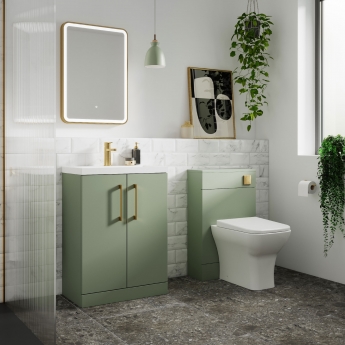 Nuie Arno Floor Standing 2-Door Vanity Unit with Basin-3 500mm Wide - Satin Green