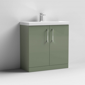 Nuie Arno Floor Standing 2-Door Vanity Unit with Basin-1 800mm Wide - Satin Green