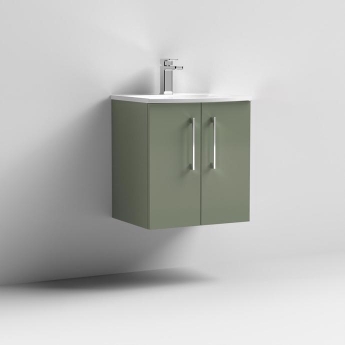 Nuie Arno Wall Hung 2-Door Vanity Unit with Basin-4 500mm Wide - Satin Green