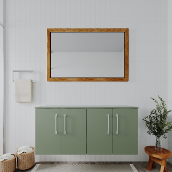 Nuie Arno Wall Hung 4-Door Vanity Unit with Worktop 1200mm Wide - Satin Green