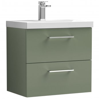 Nuie Arno Wall Hung 2-Drawer Vanity Unit with Basin-3 600mm Wide - Satin Green