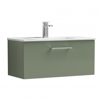 Nuie Arno Wall Hung 1-Drawer Vanity Unit with Basin-4 800mm Wide - Satin Green