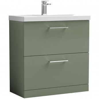 Nuie Arno Floor Standing 2-Drawer Vanity Unit with Basin-3 800mm Wide - Satin Green