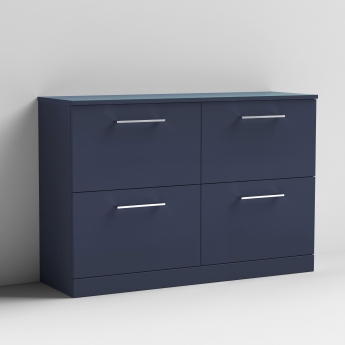 Nuie Arno Floor Standing 4-Drawer Vanity Unit with Worktop 1200mm Wide - Midnight Blue