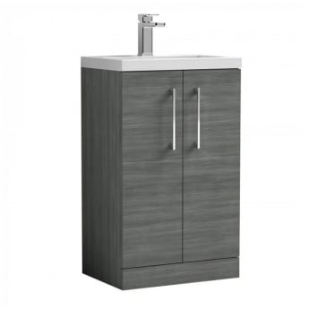 Arno Compact Woodgrain 500mm 2-Door Floor Standing Vanity Unit