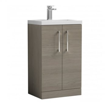 Arno Compact Woodgrain 500mm 2-Door Floor Standing Vanity Unit