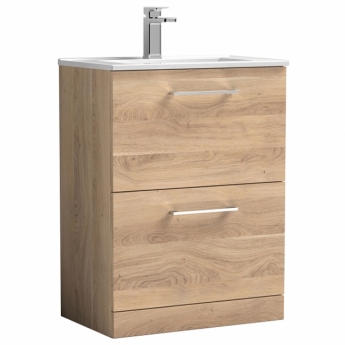 Arno Woodgrain 600mm 2-Drawer Floor Standing Vanity Unit