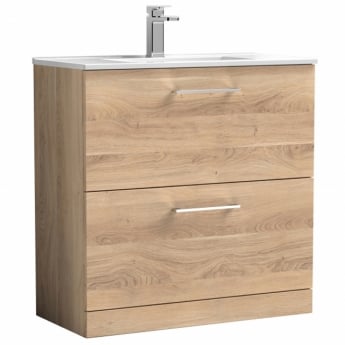 Arno Woodgrain 800mm 2-Drawer Floor Standing Vanity Unit